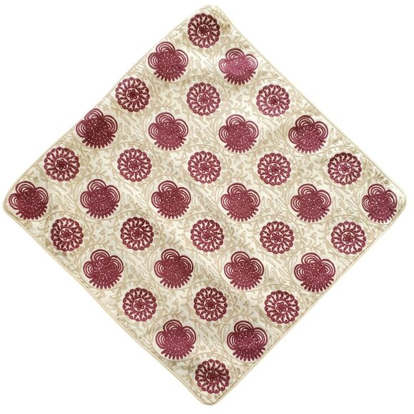 World Market Pillow Cover Boho Floral Maroon Tan 18" Square Crochet Embroidered - Picture 1 of 9